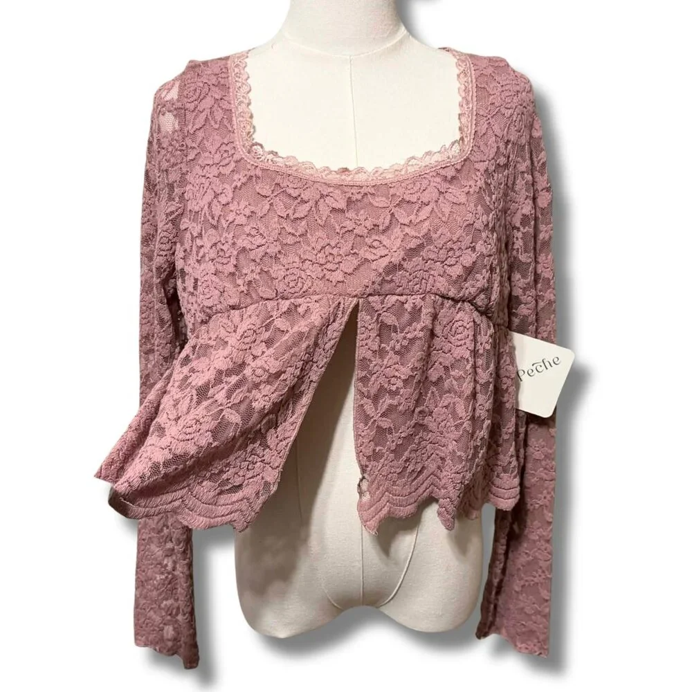 La Peche Romantic Regency Inspired Lace Babydoll Top | Size XL | Whimsygoth NWT